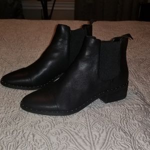 Black leather booties (practically brand new)